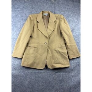VTG Joan Leslie Wool Blend Single Button Tan Blazer Jacket Women's Petite 8P